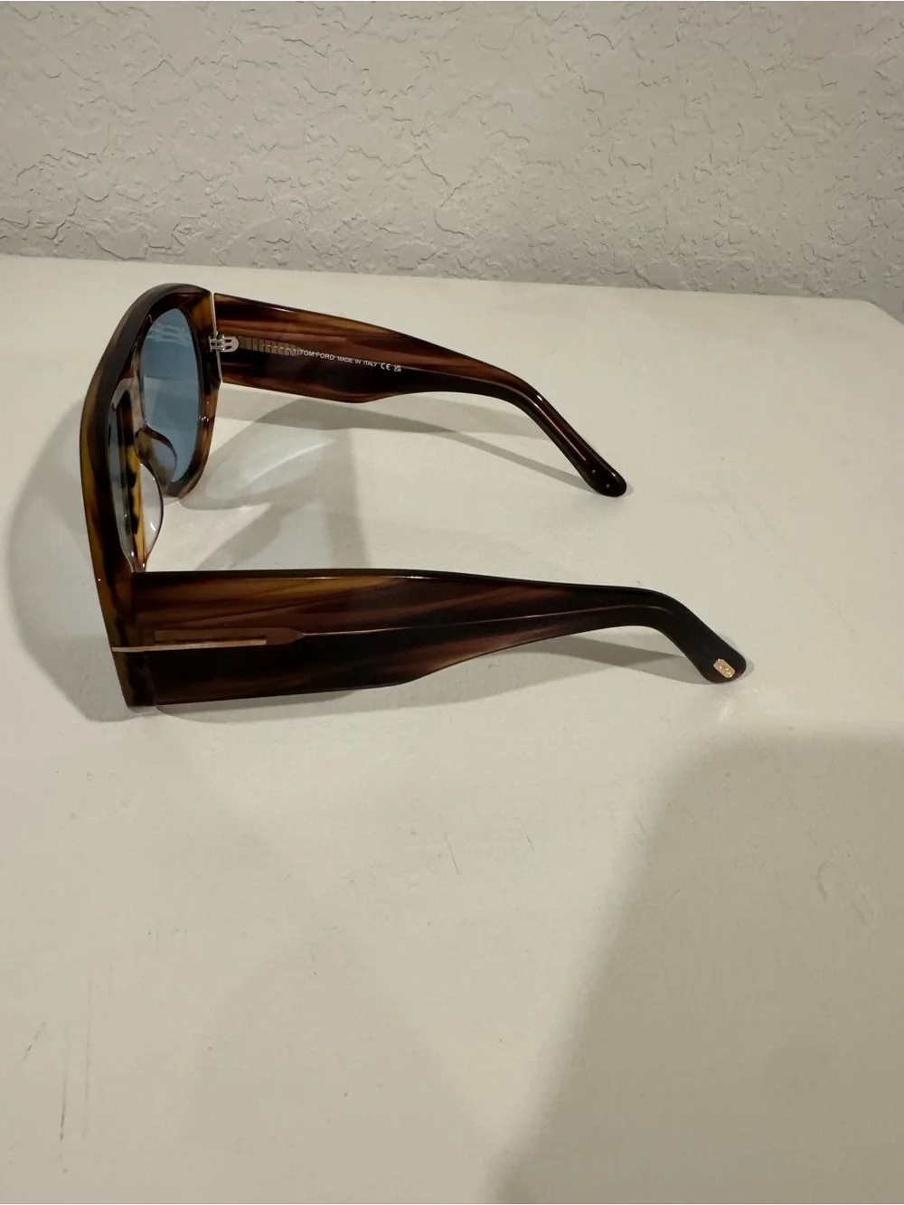 Tom Ford Bronson Tortoiseshell Sunglasses with blue lens